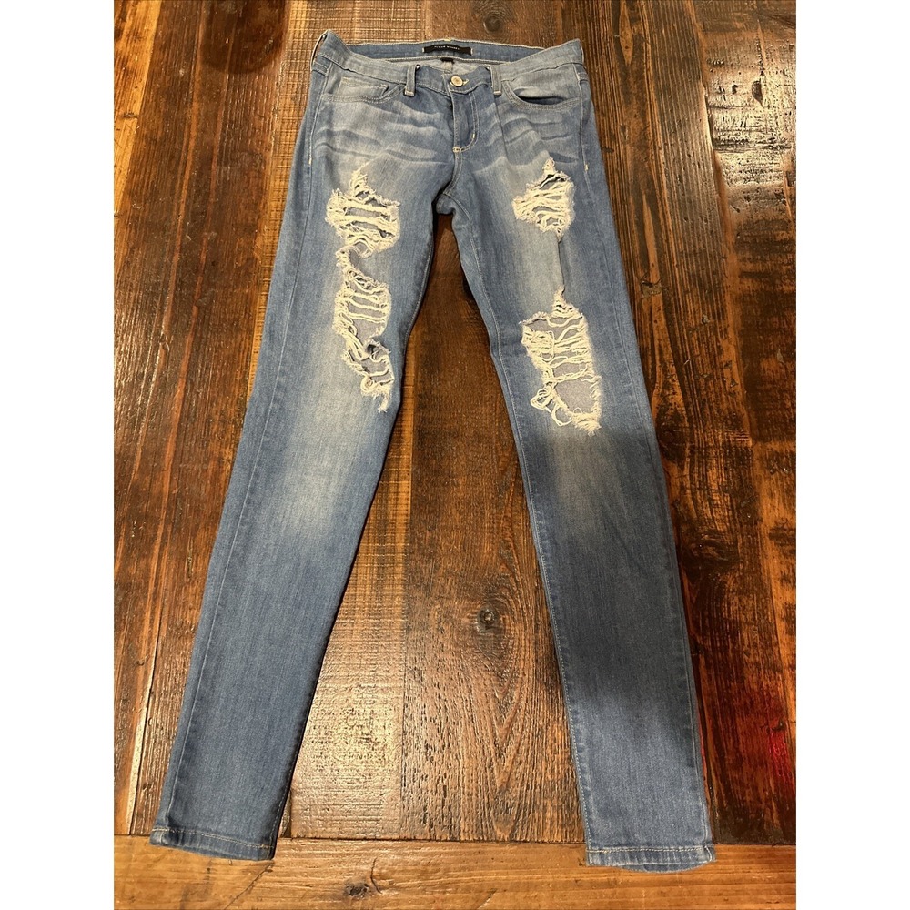 Flying Monkey Jeans Womens 27 Blue High Rise Distressed‎ Denim Straight